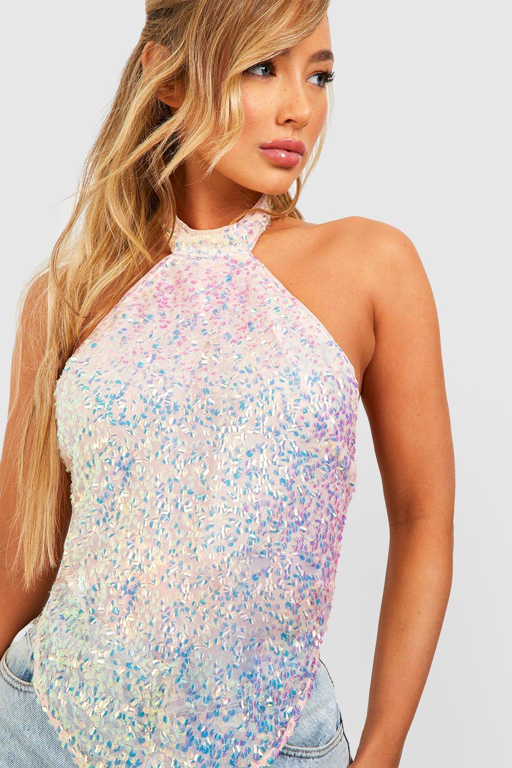 Sequin shop halter tops