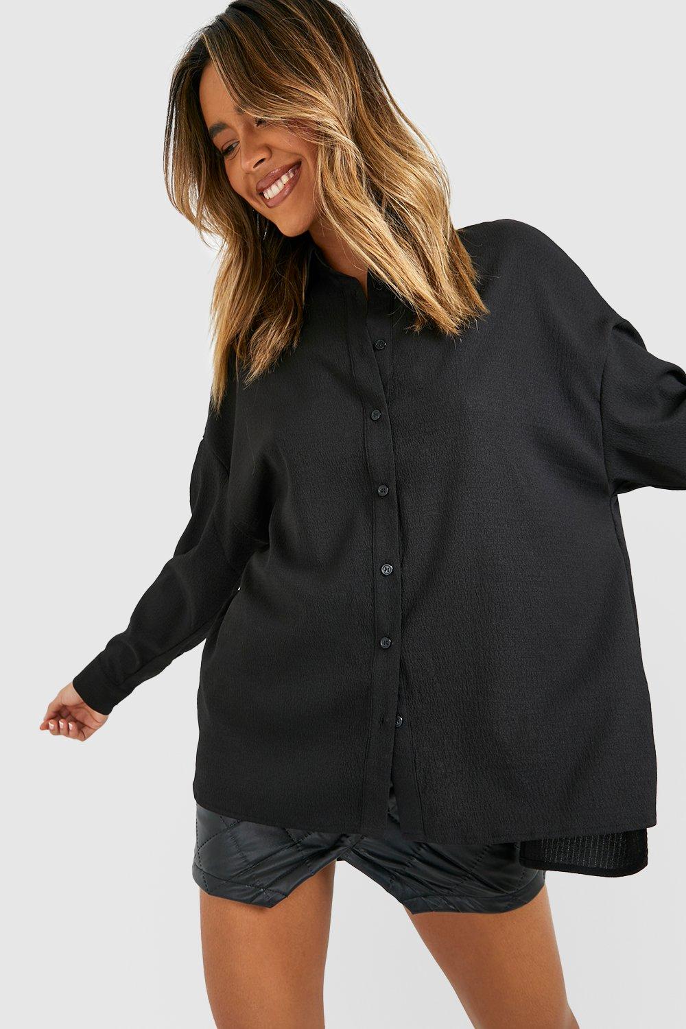 Tie Front Plunge Woven Shirt