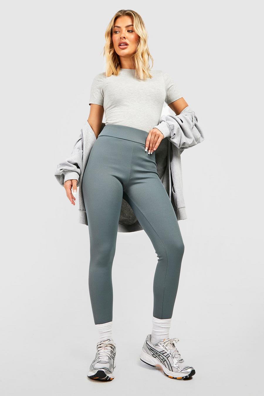 Petrol Seamless High Waisted Contour Ribbed Leggings image number 1