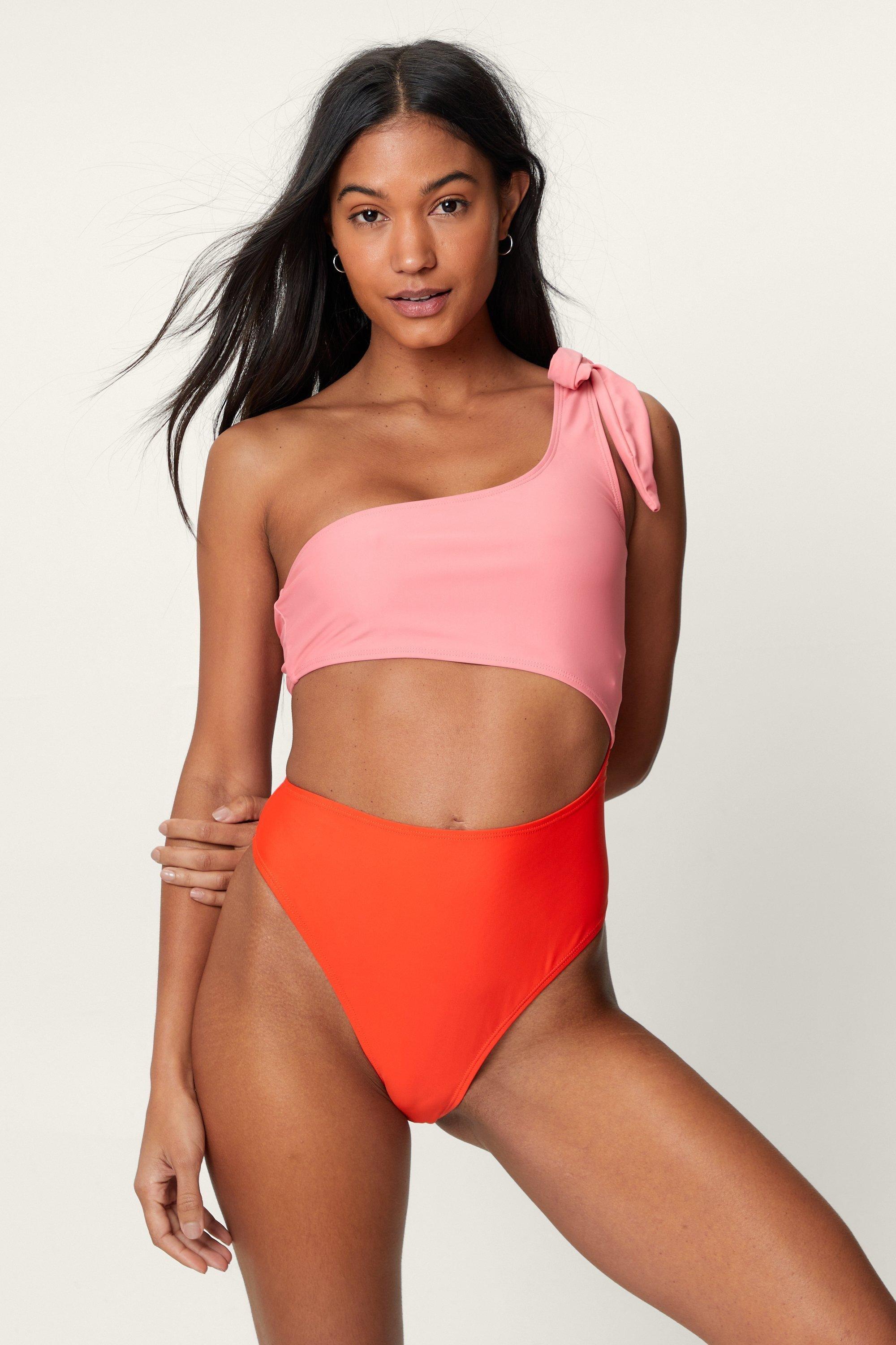 Recycled One Shoulder Cut Out Belted Swimsuit