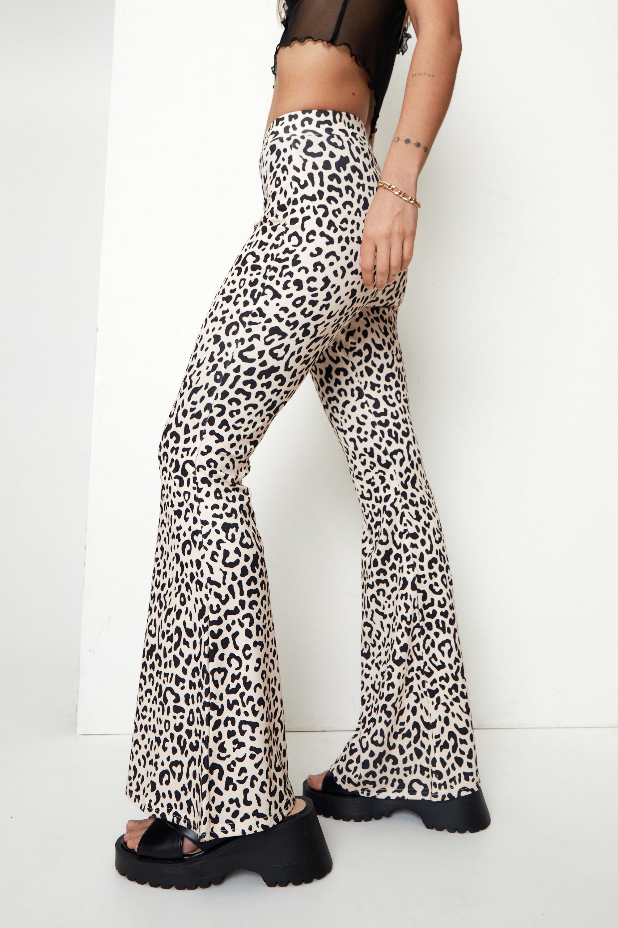 Petite leopard best sale print flares