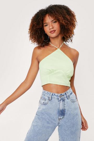 Halter Cup Detail Cropped Camisole lime