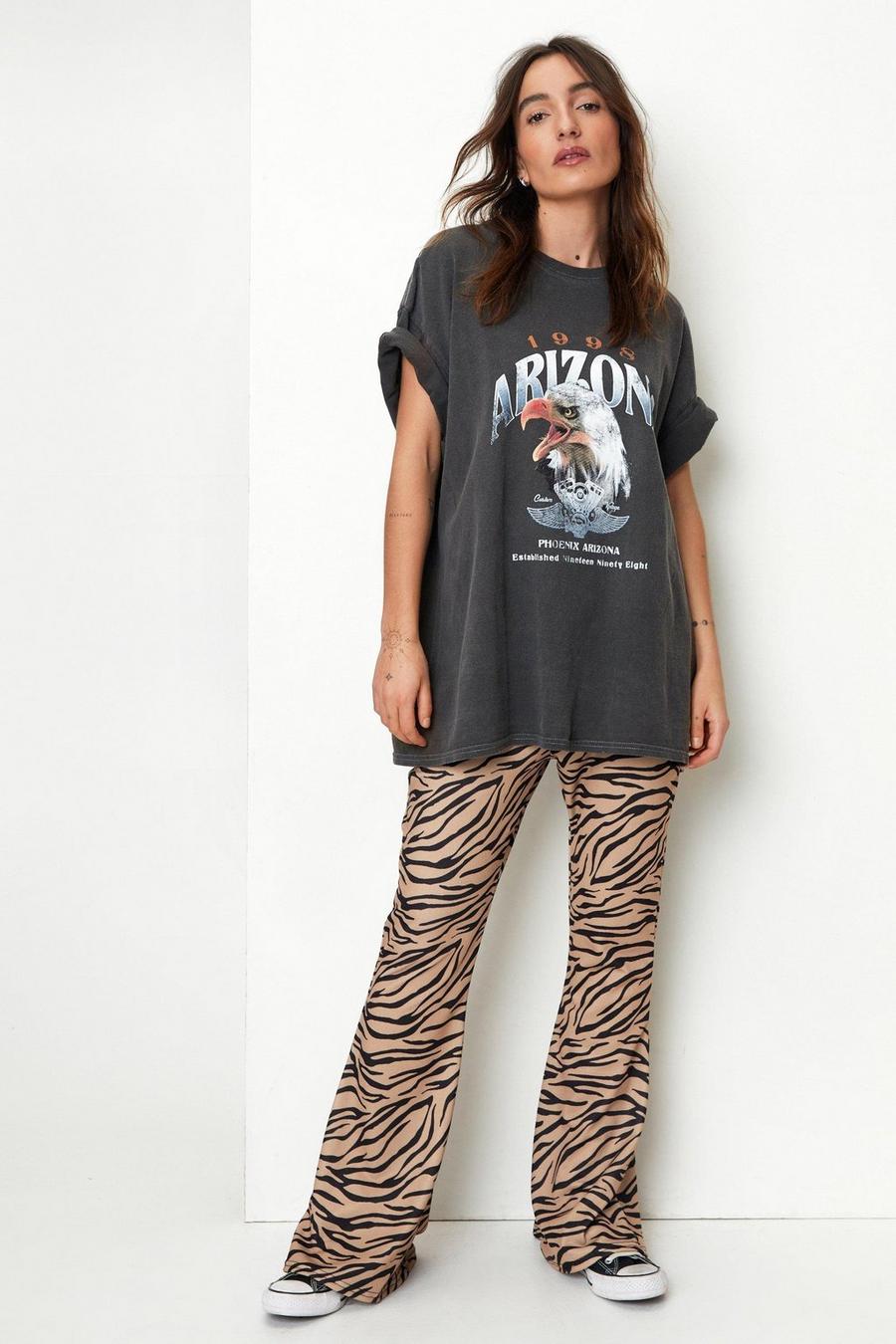 Stone Petite Zebra Print Fit And Flare Pants image number 1