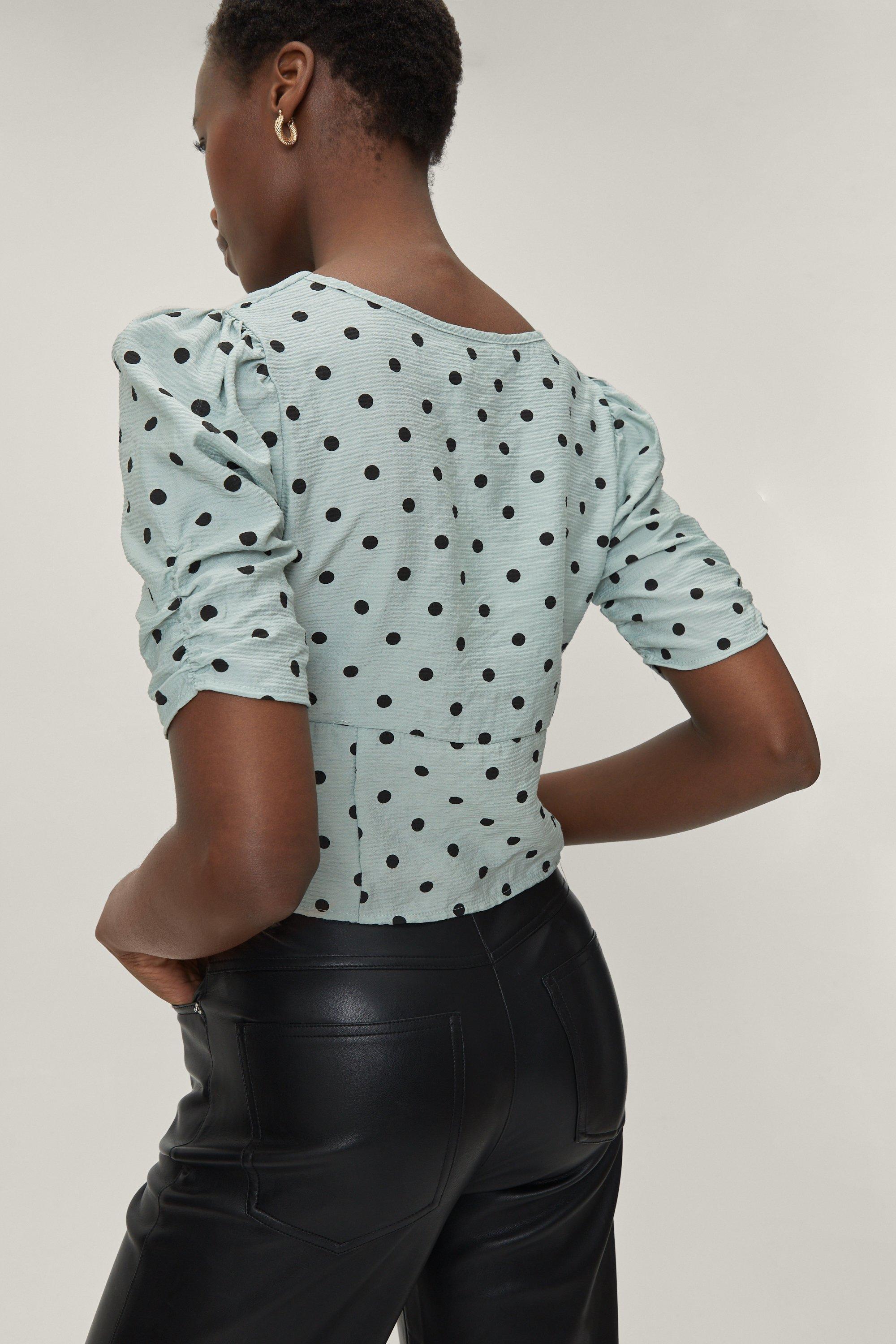 Polka dot sale v neck top