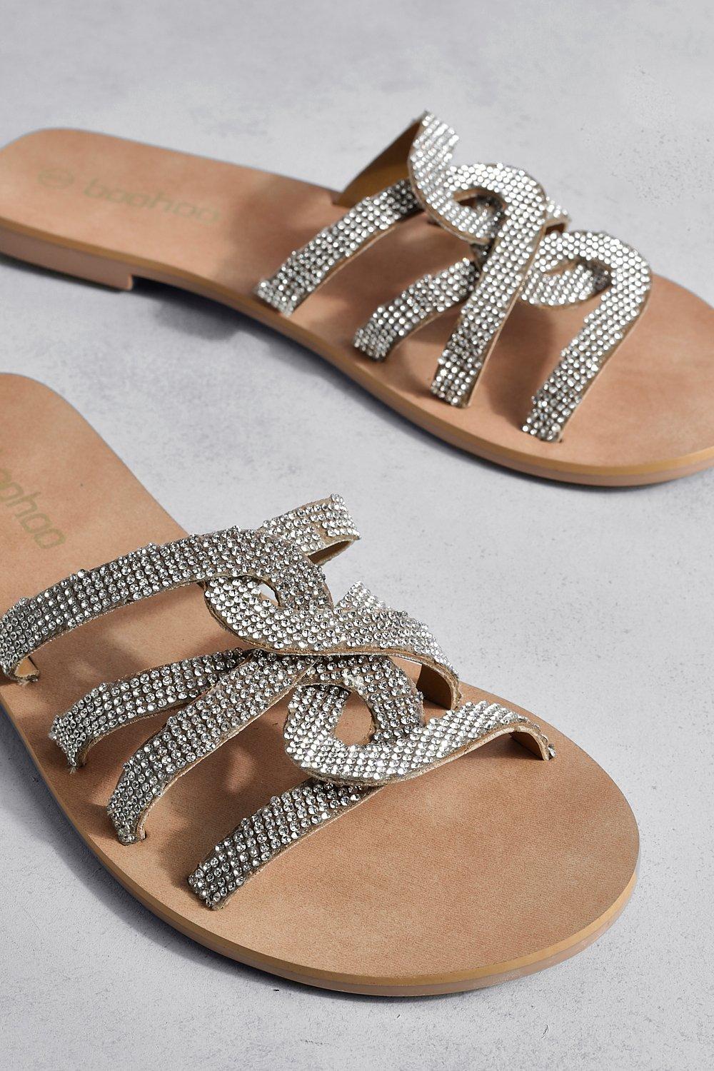 Embellished slip sales on sandals