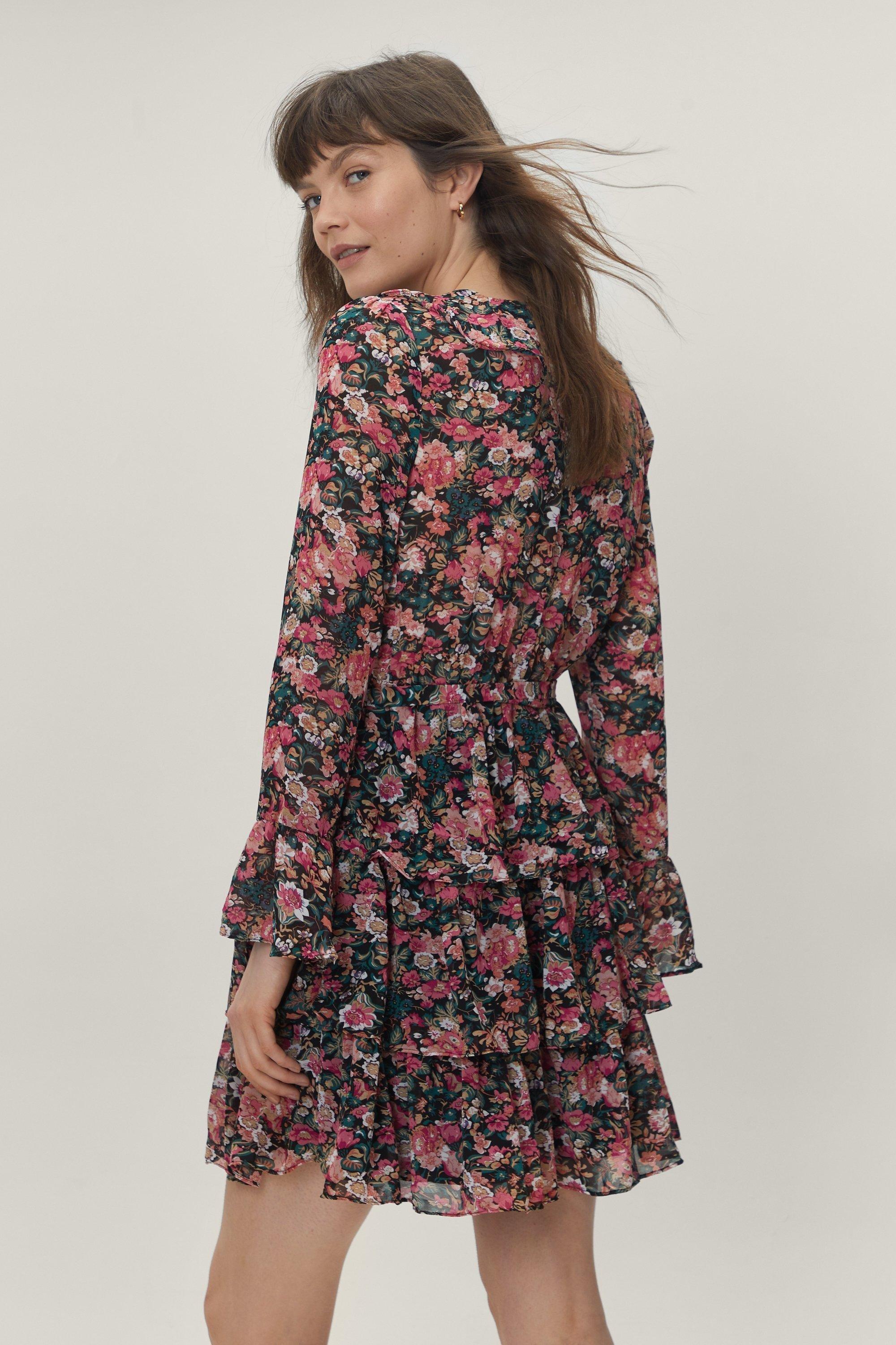 Floral dress best sale with ruffles