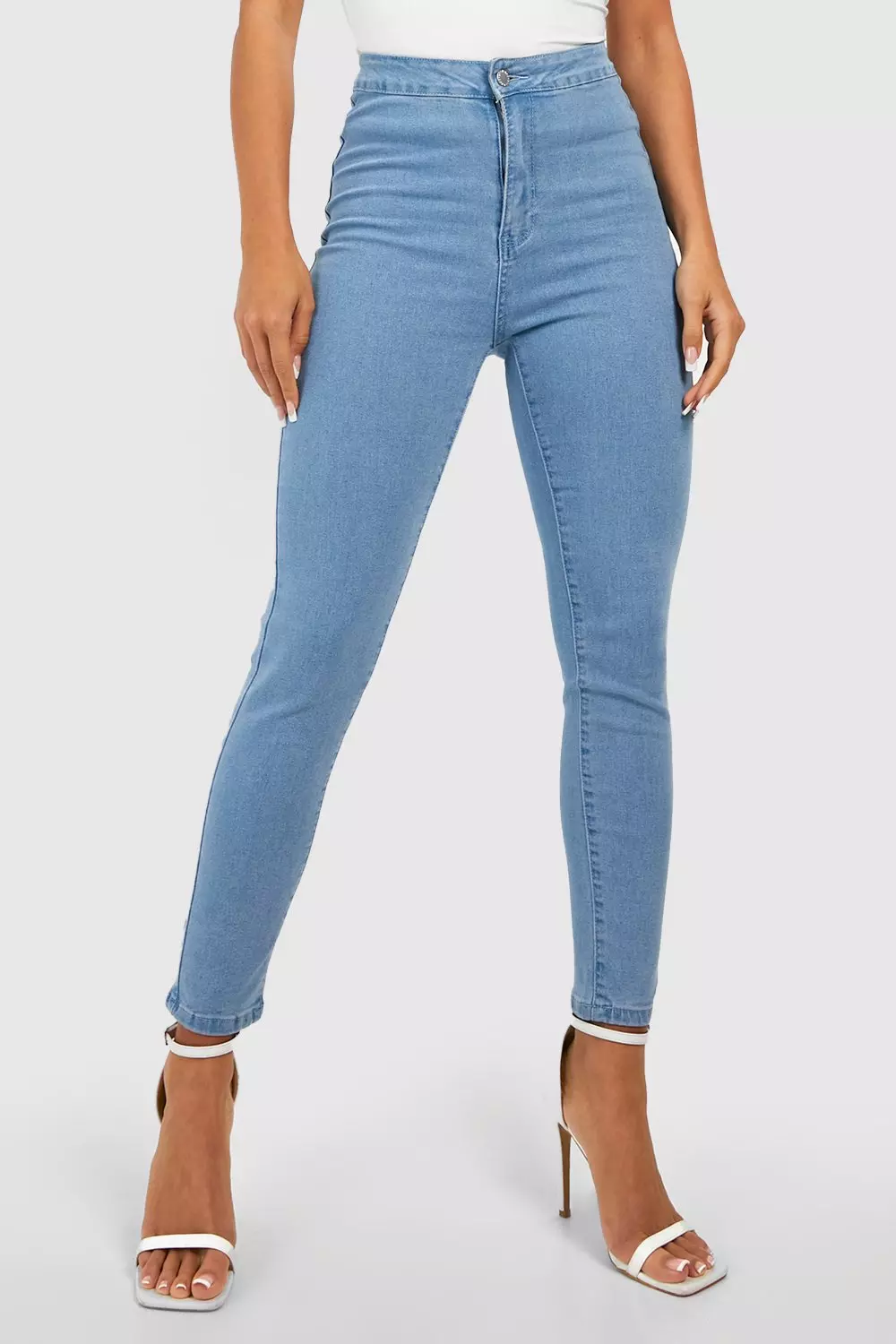 Pale Blue High Waist Disco Super Skinny Jeans