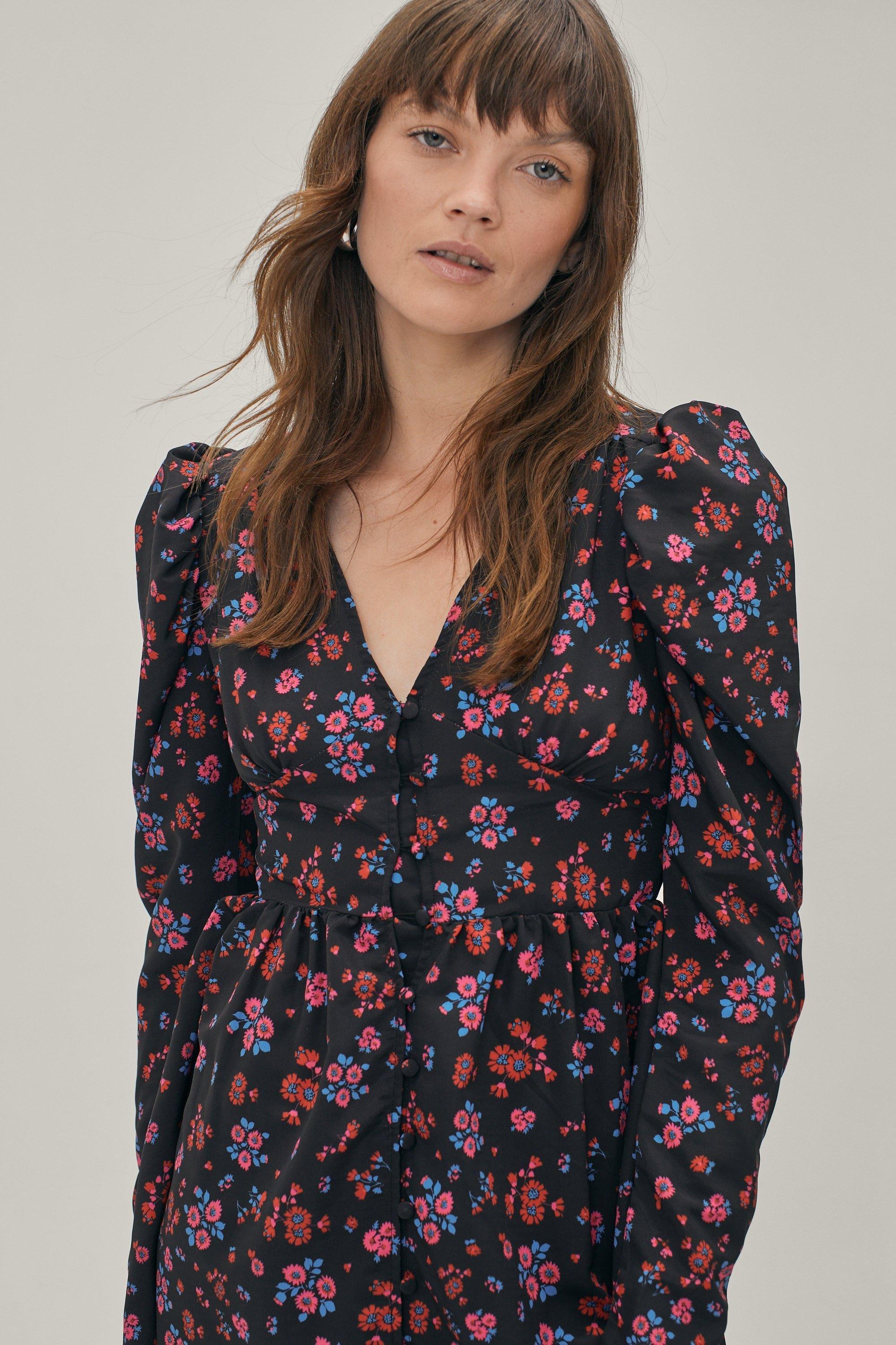 【新品タグ付き】Floral Power Shoulder Mini Dress 7115hg7SdfL._UY1000_.jpg