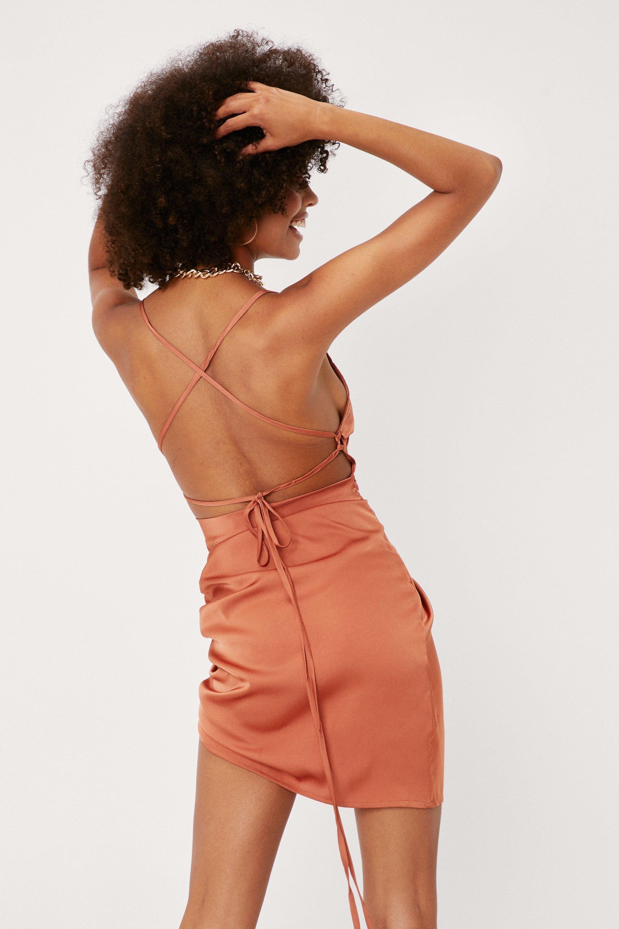 Silk Cross-Back Cami Slip Dress