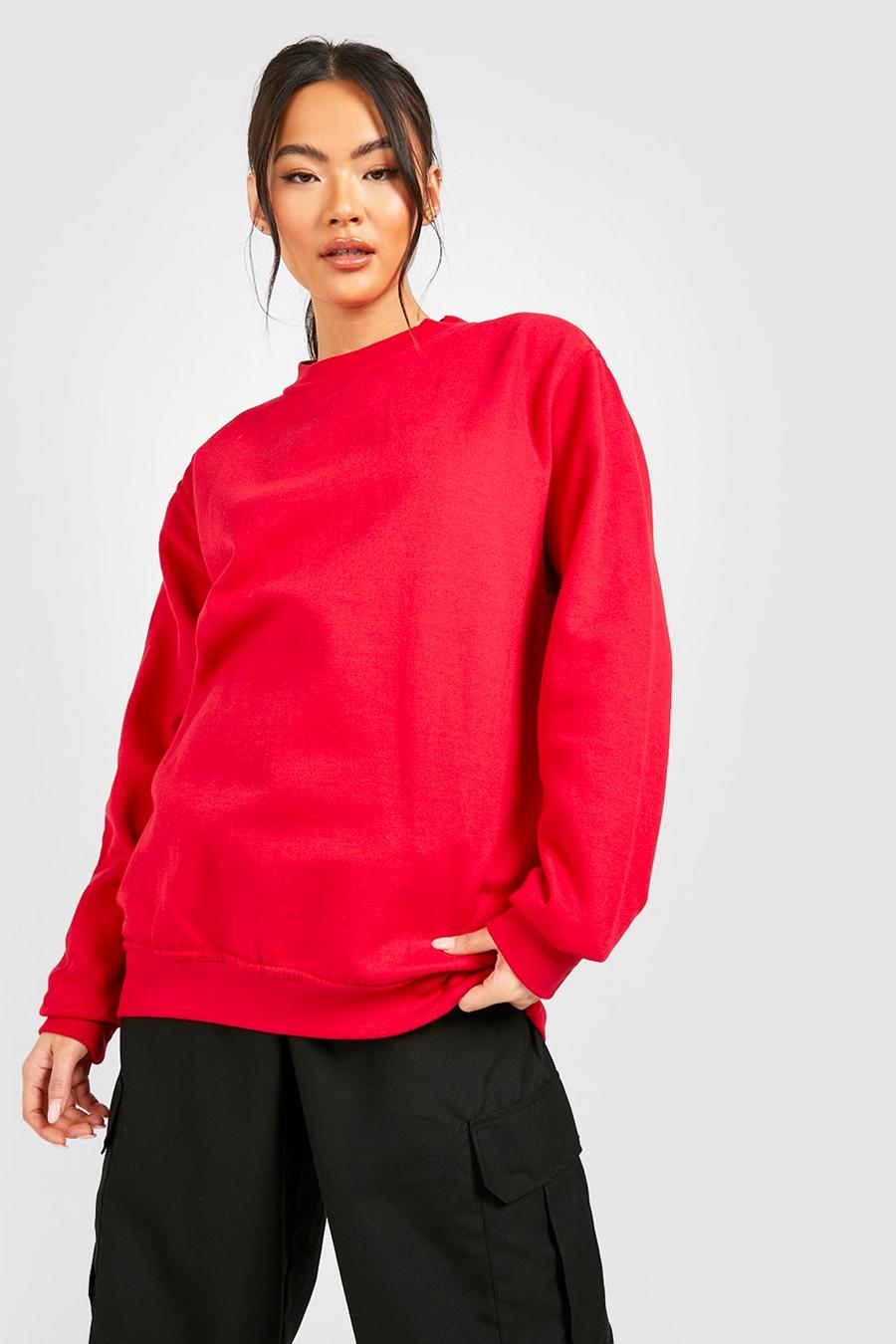 Red New York Back Print Oversized Sweater  image number 1