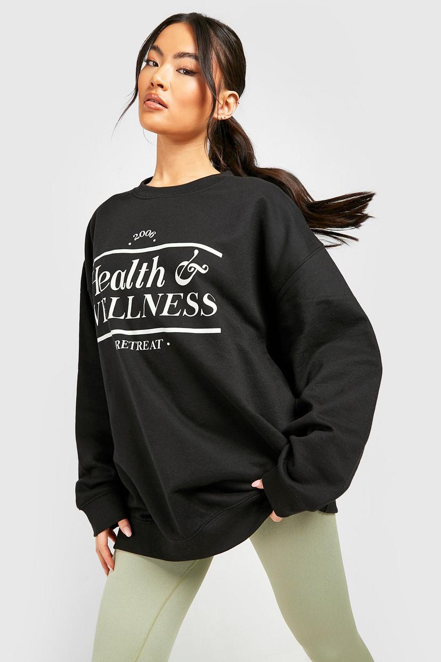 Black Health And Wellness Oversized Sweater image number 1