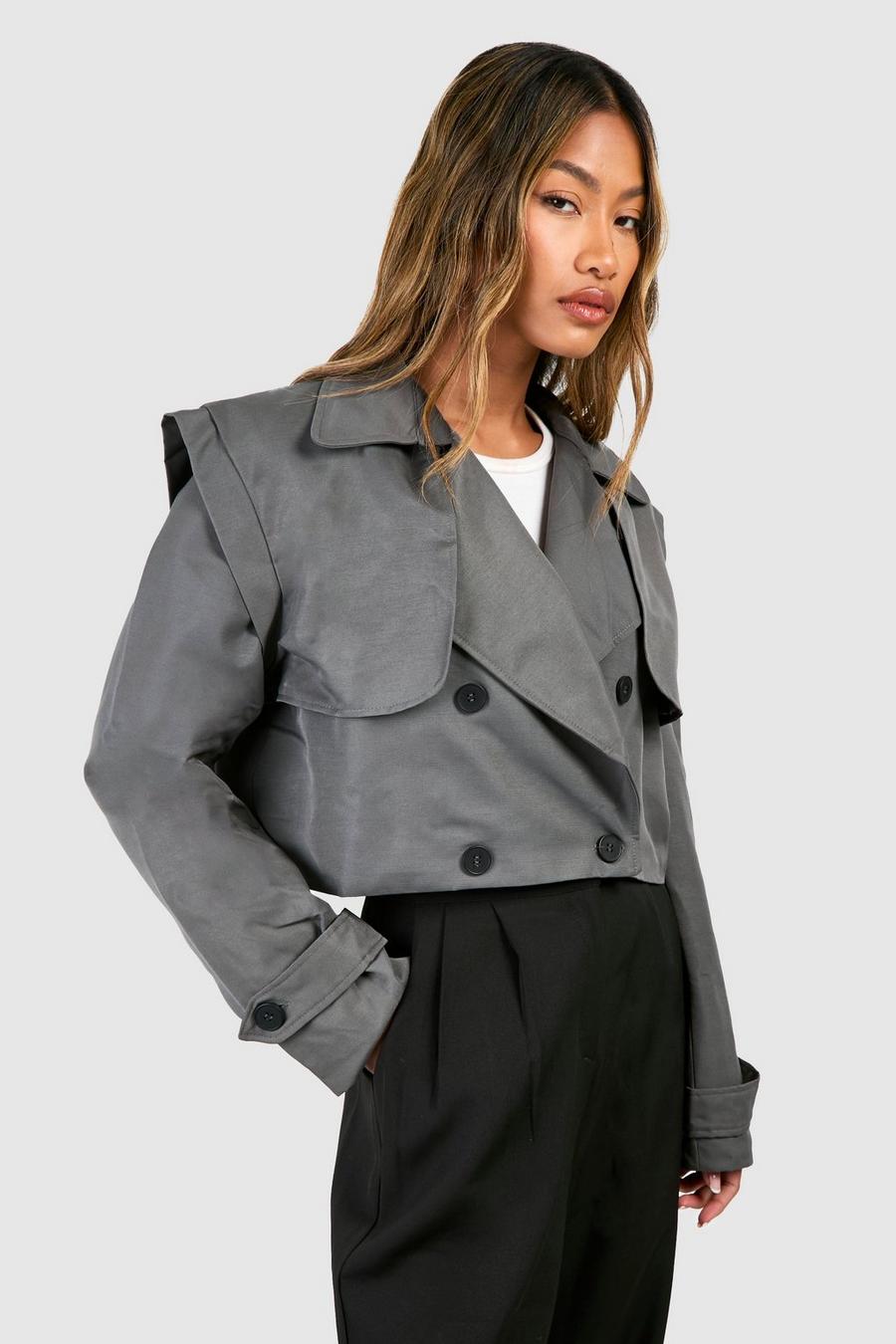 Charcoal grey Short Trench Coat