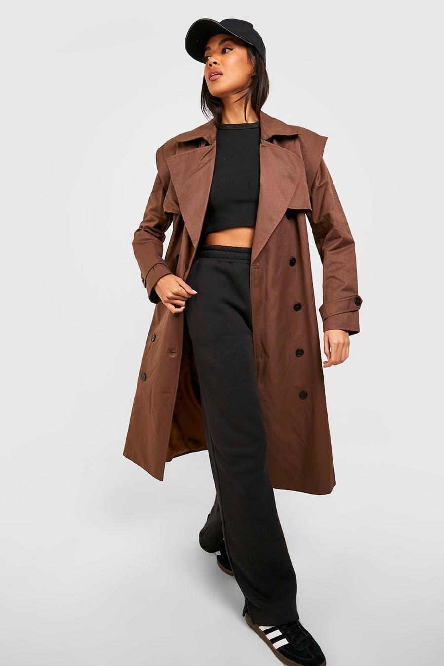 Chocolate Shoulder Detail Trench Coat image number 1