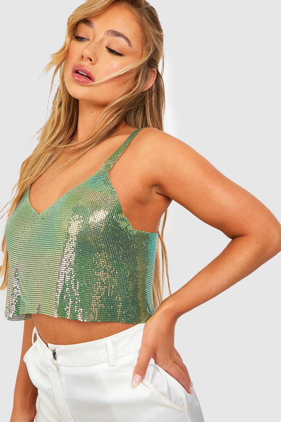 Light blue Chainmail Crop Cami