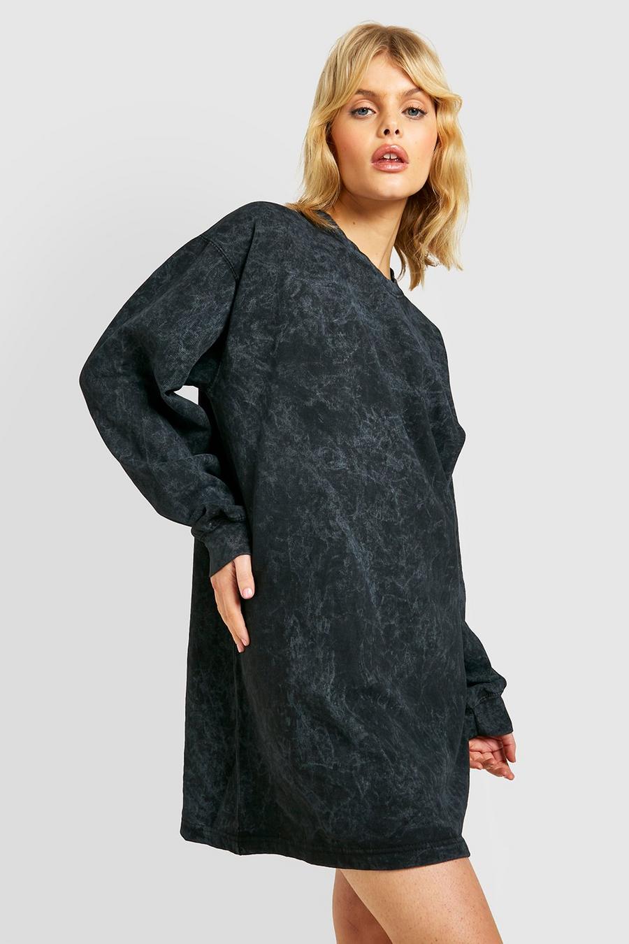 Oversize Sweatshirt-Kleid mit Acid-Waschung, Charcoal gris