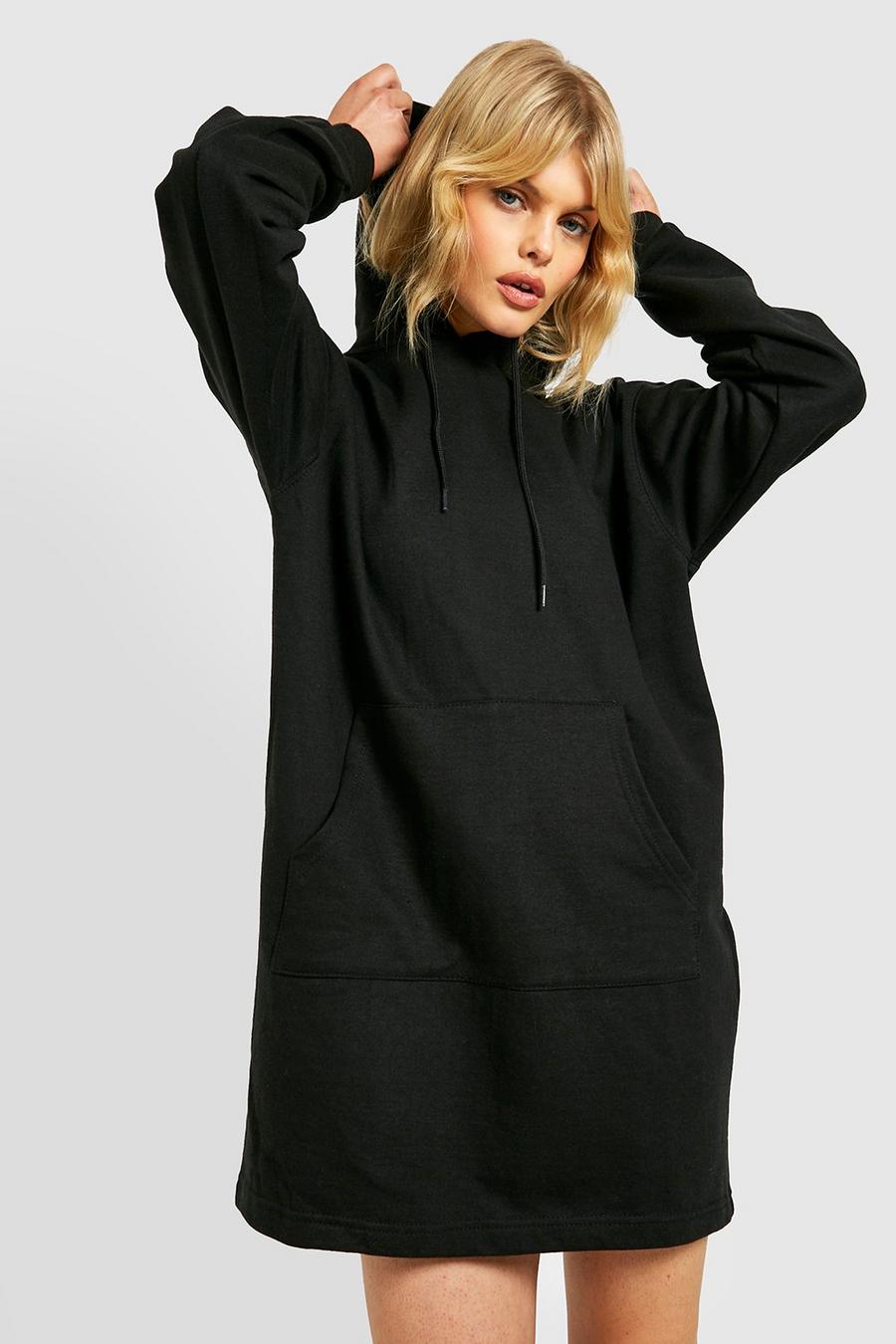 Oversize Sweatshirt-Kleid mit Kapuze, Black image number 1