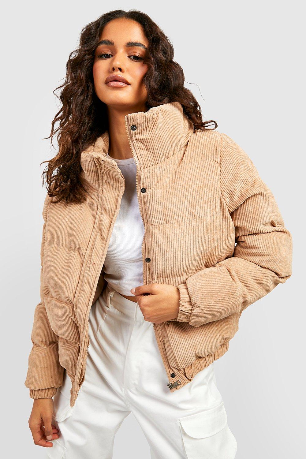 cream puffer jacket boohoo