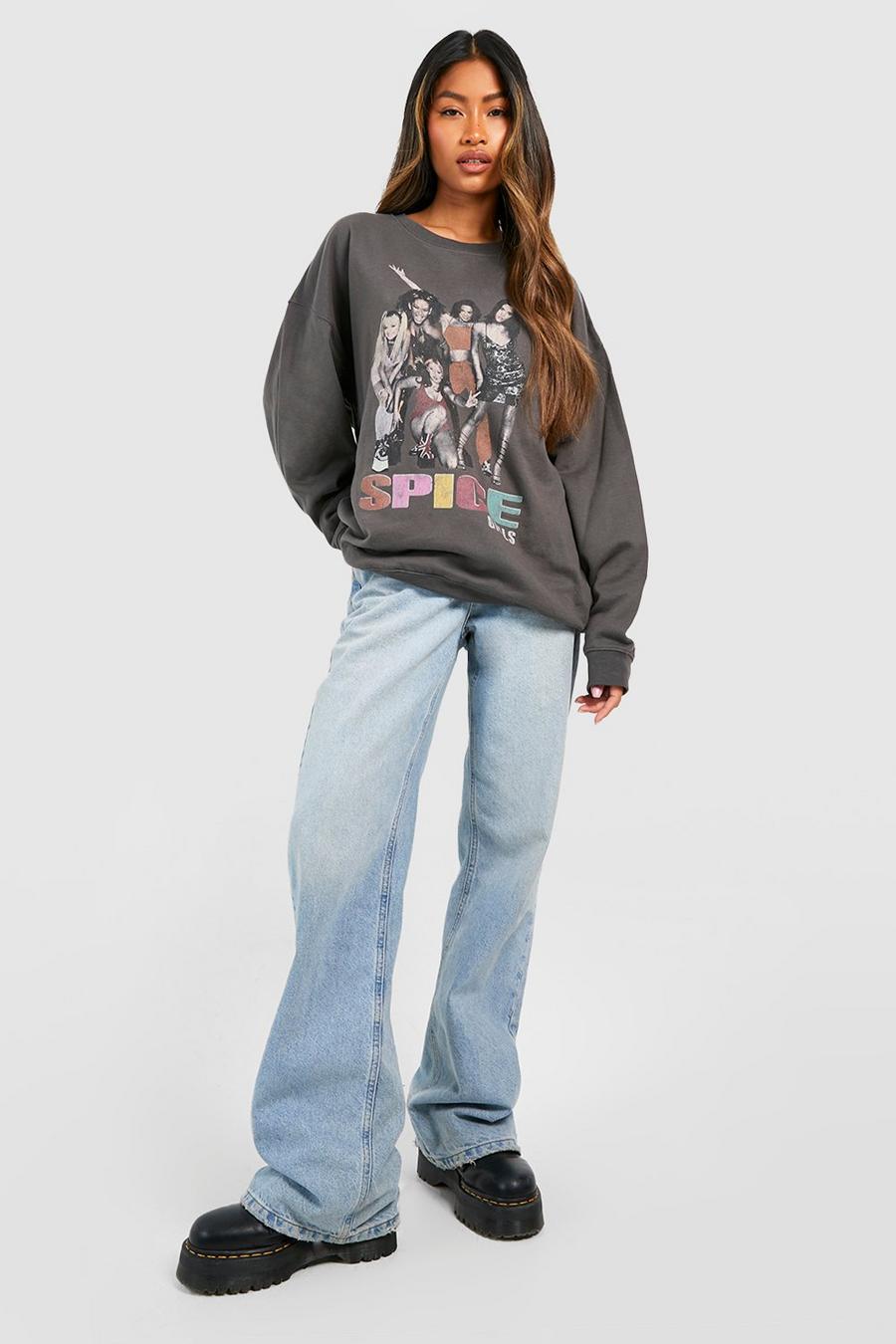Charcoal Spice Girls License Overdyed Oversized Sweater image number 1
