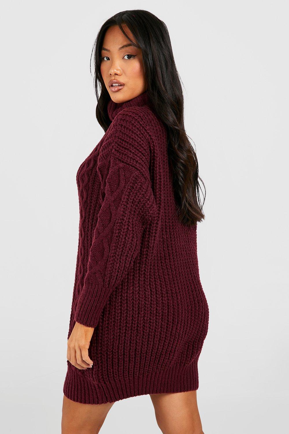 Cable knit roll neck jumper outlet dress