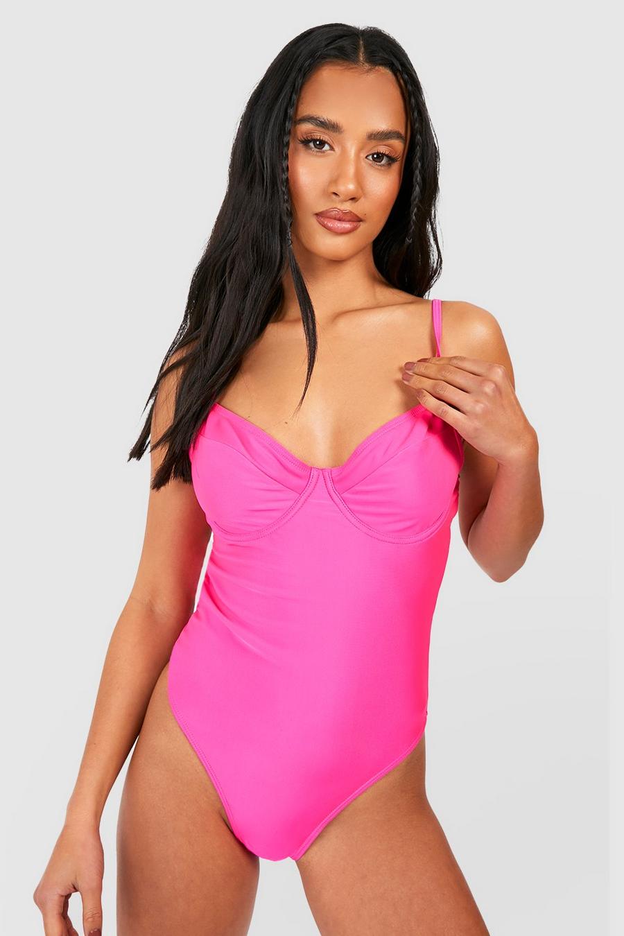 Bright pink Petite Essentials Underwired Swimsuit image number 1