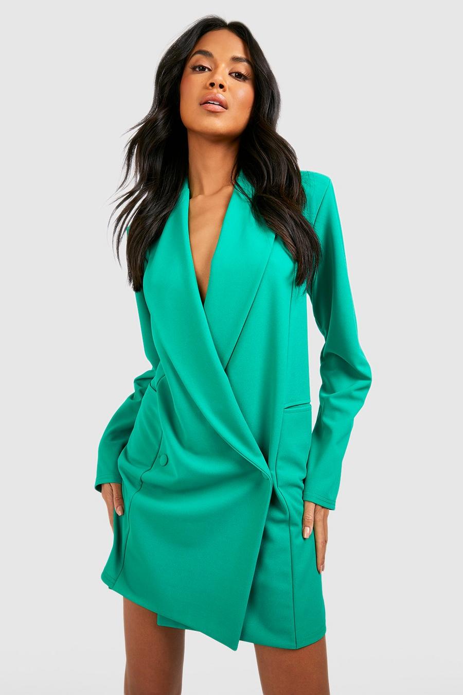 Green Oversized Boxy Blazer Tie Dress image number 1