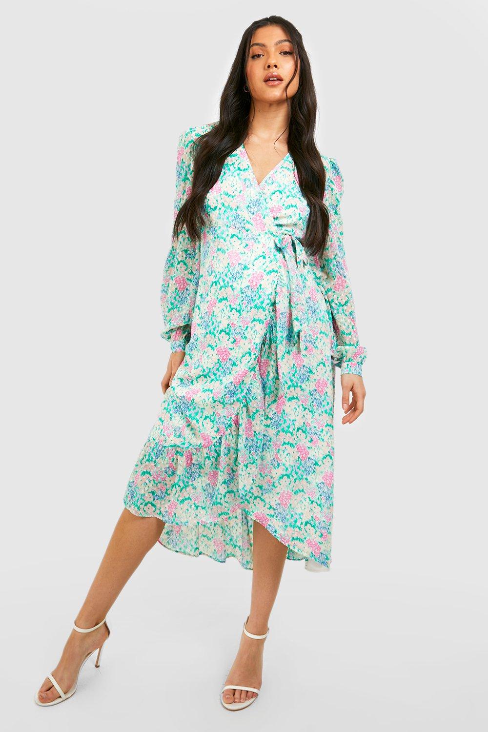 Boohoo maternity wrap dress best sale