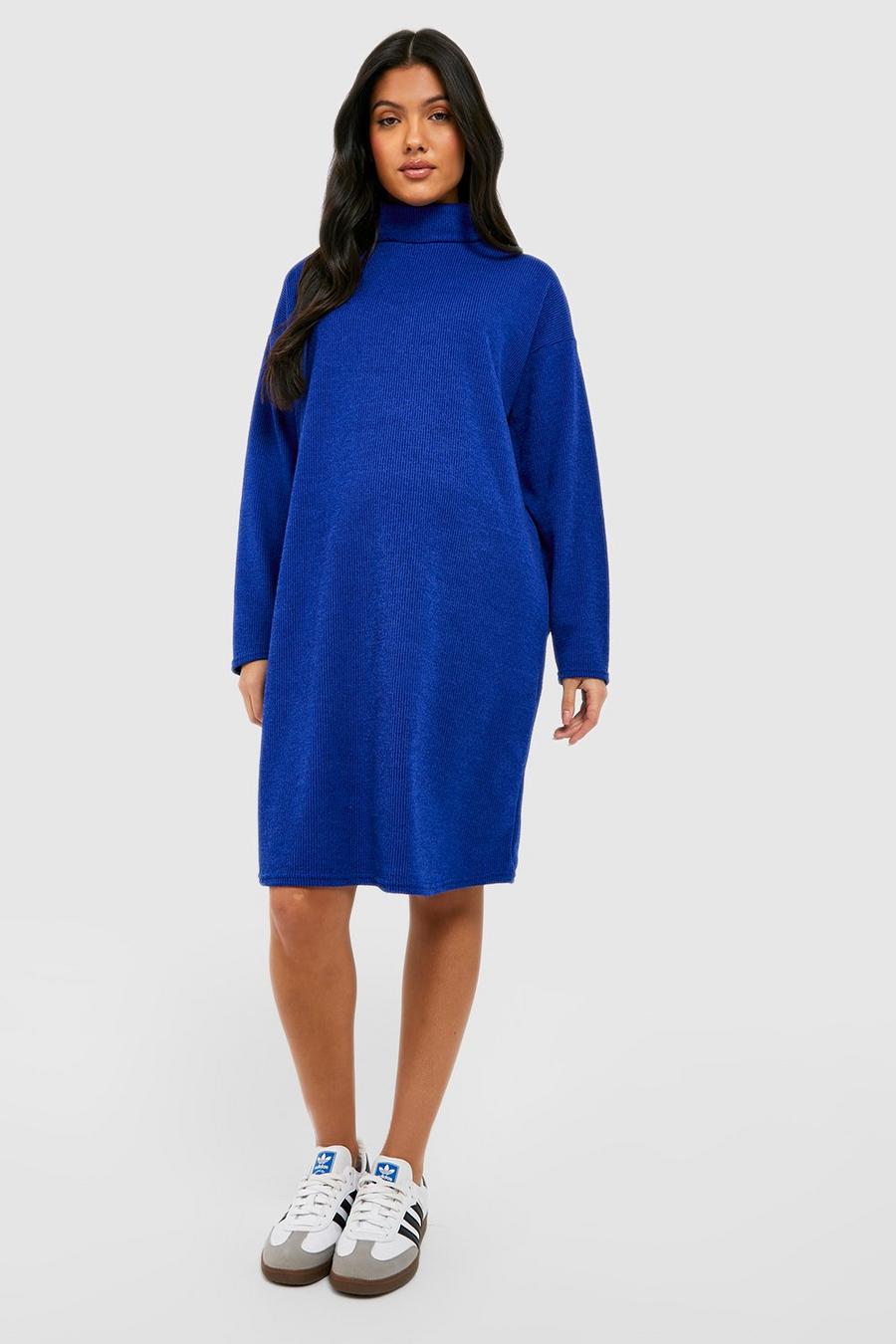 Cobalt blue Maternity Turtleneck Sweater Dress image number 1