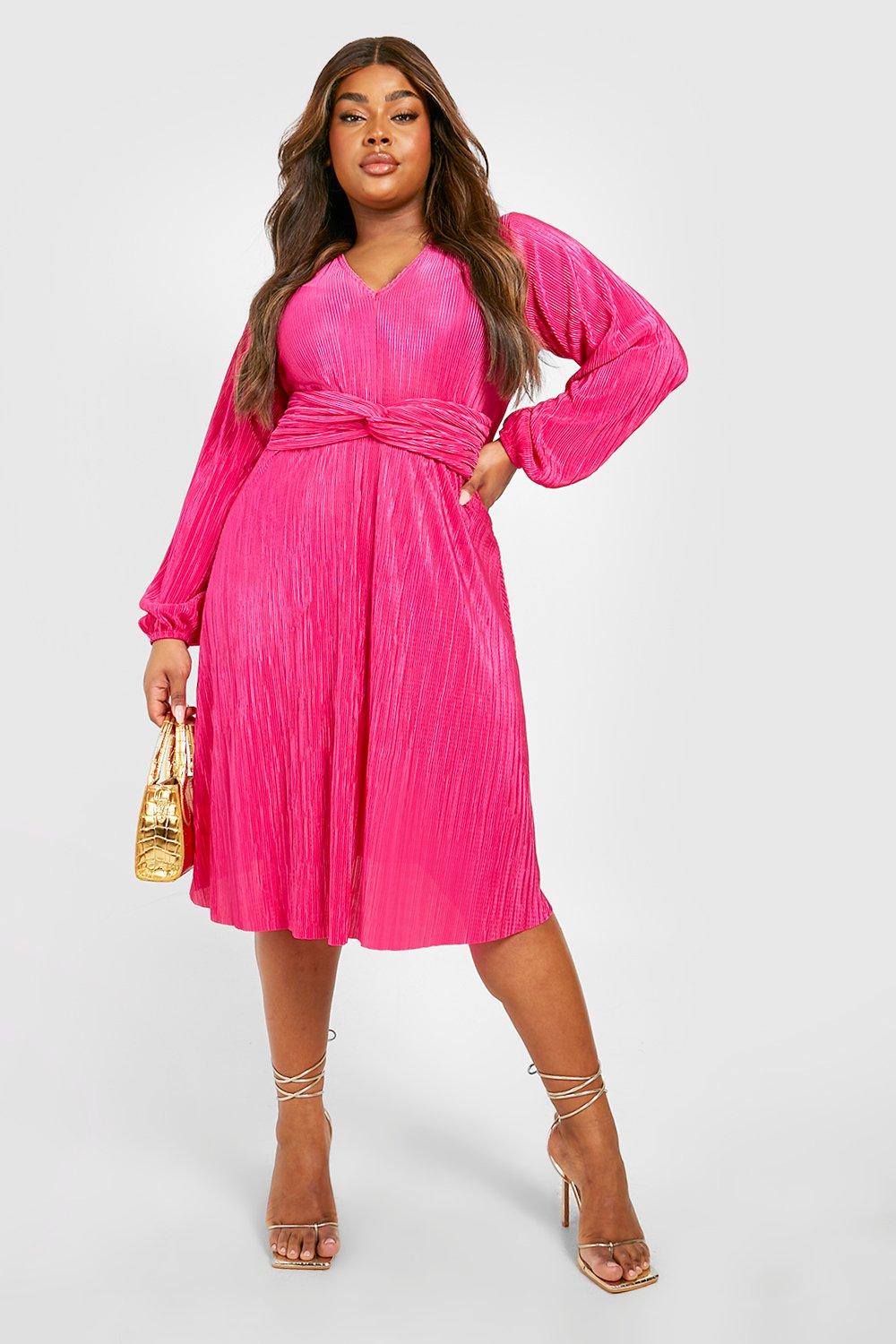 Boohoo pink skater dress hotsell