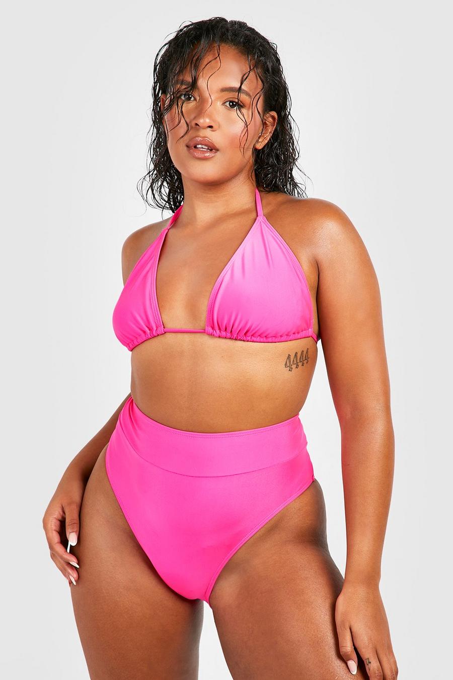 Plus Essentials Bikinihose mit hohem Bund, Bright pink
