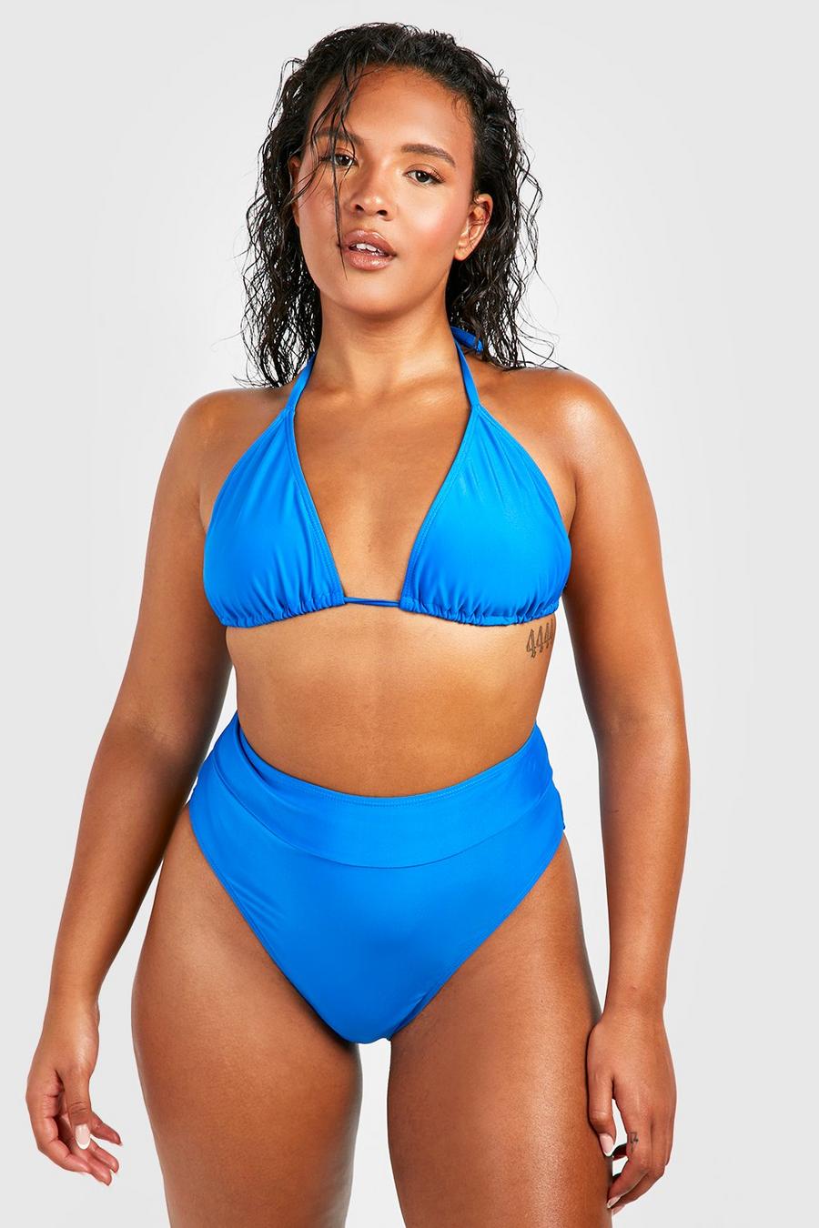 Slip bikini Plus Size Essentials a vita alta, Electric blue image number 1