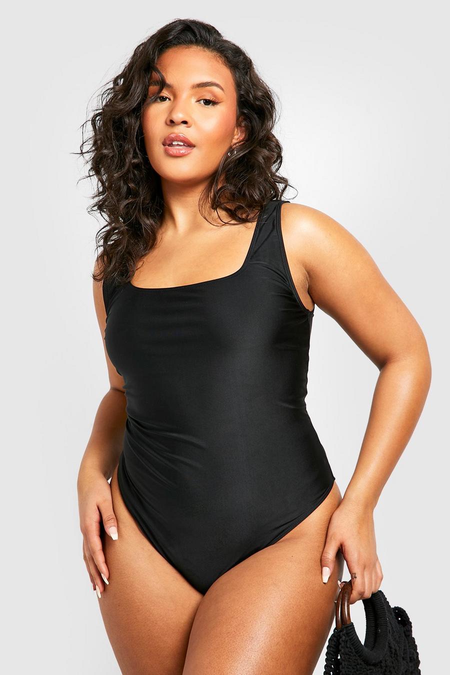 Black Plus Essentials Scoop Swimsuit image number 1