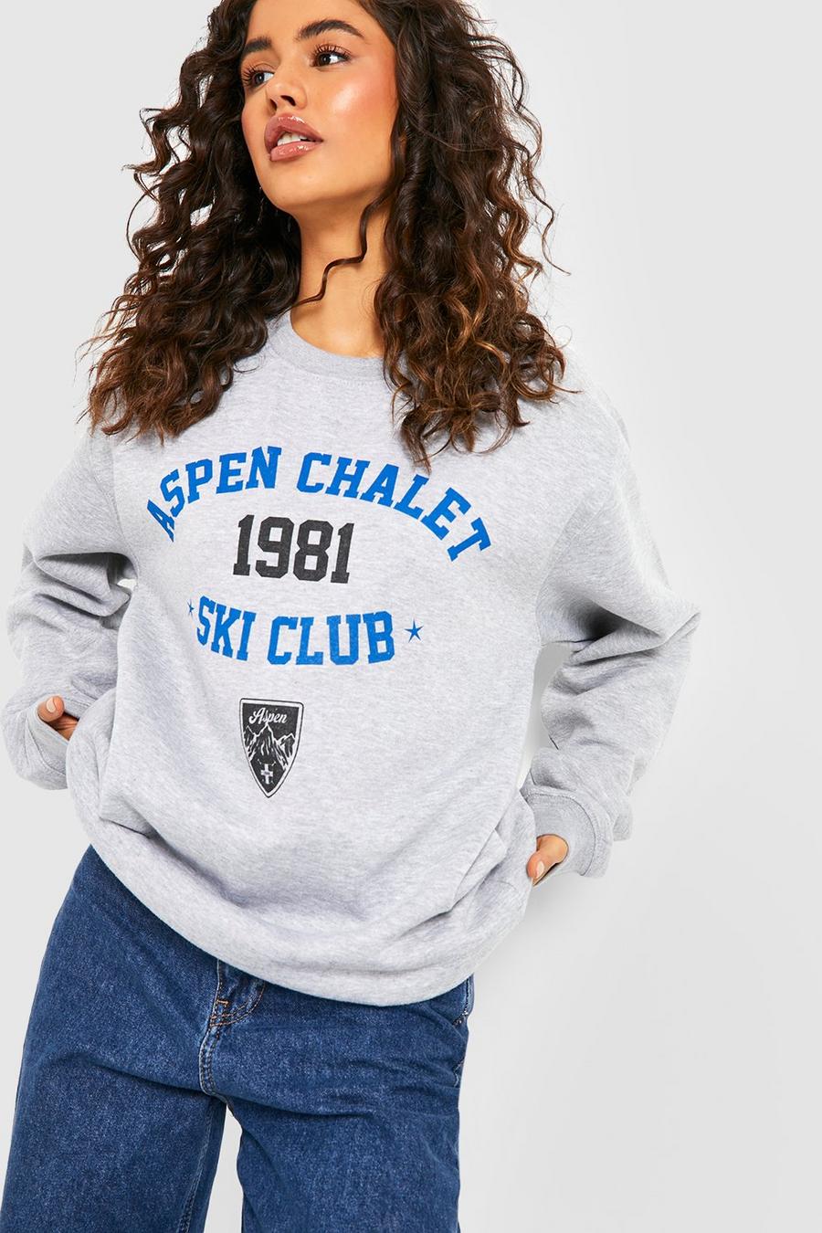 Grey marl Aspen Chalet Slogan Sweater 