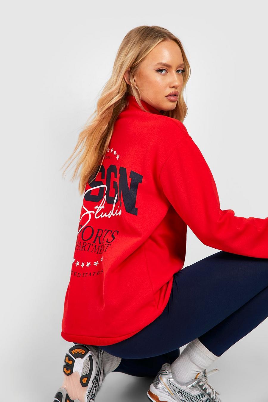 Tall Sweatshirt mit Dsgn Studio Print und Reißverschluss & Leggings, Red image number 1