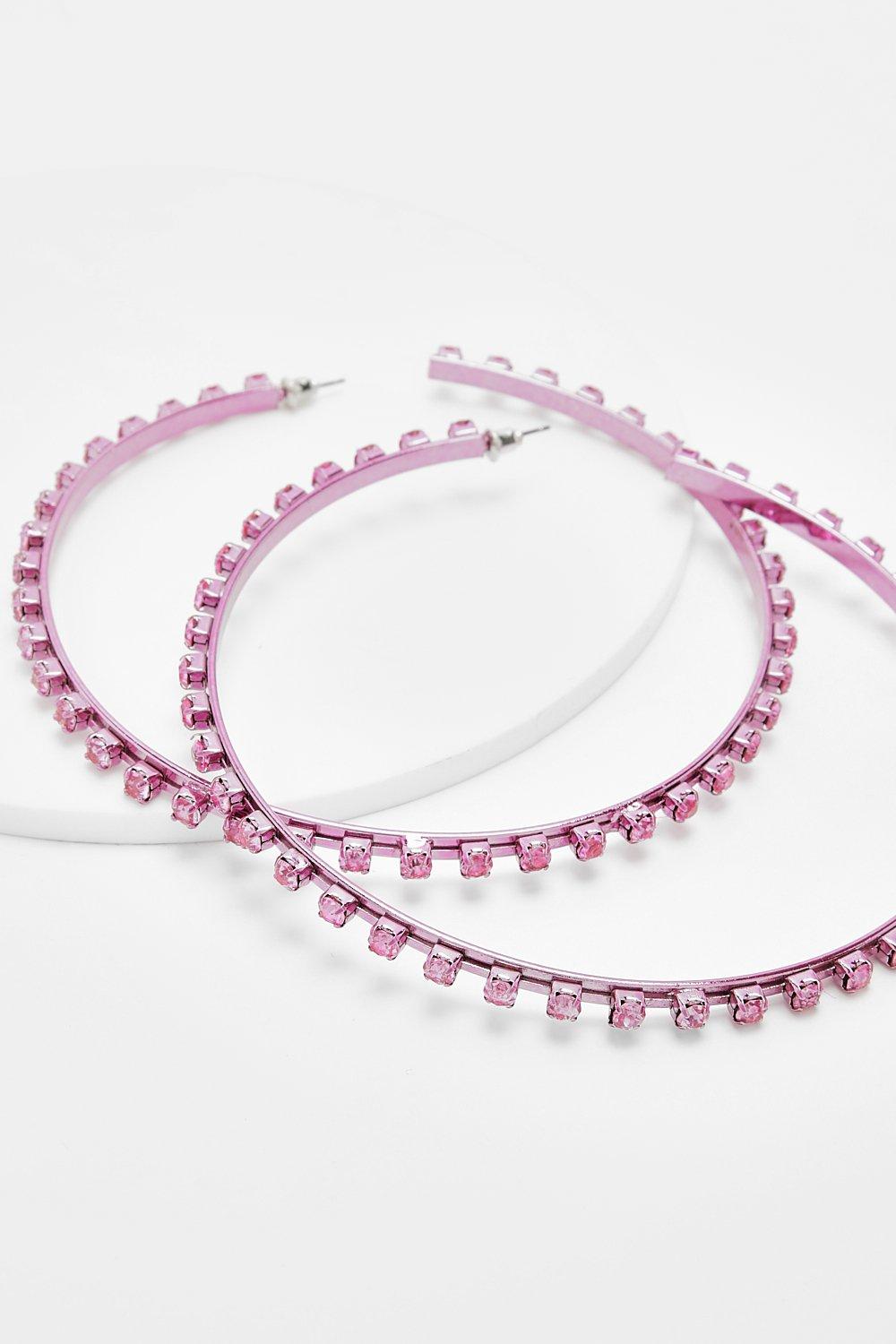 Pink Crystal Hoops Pink Crystal Hoops