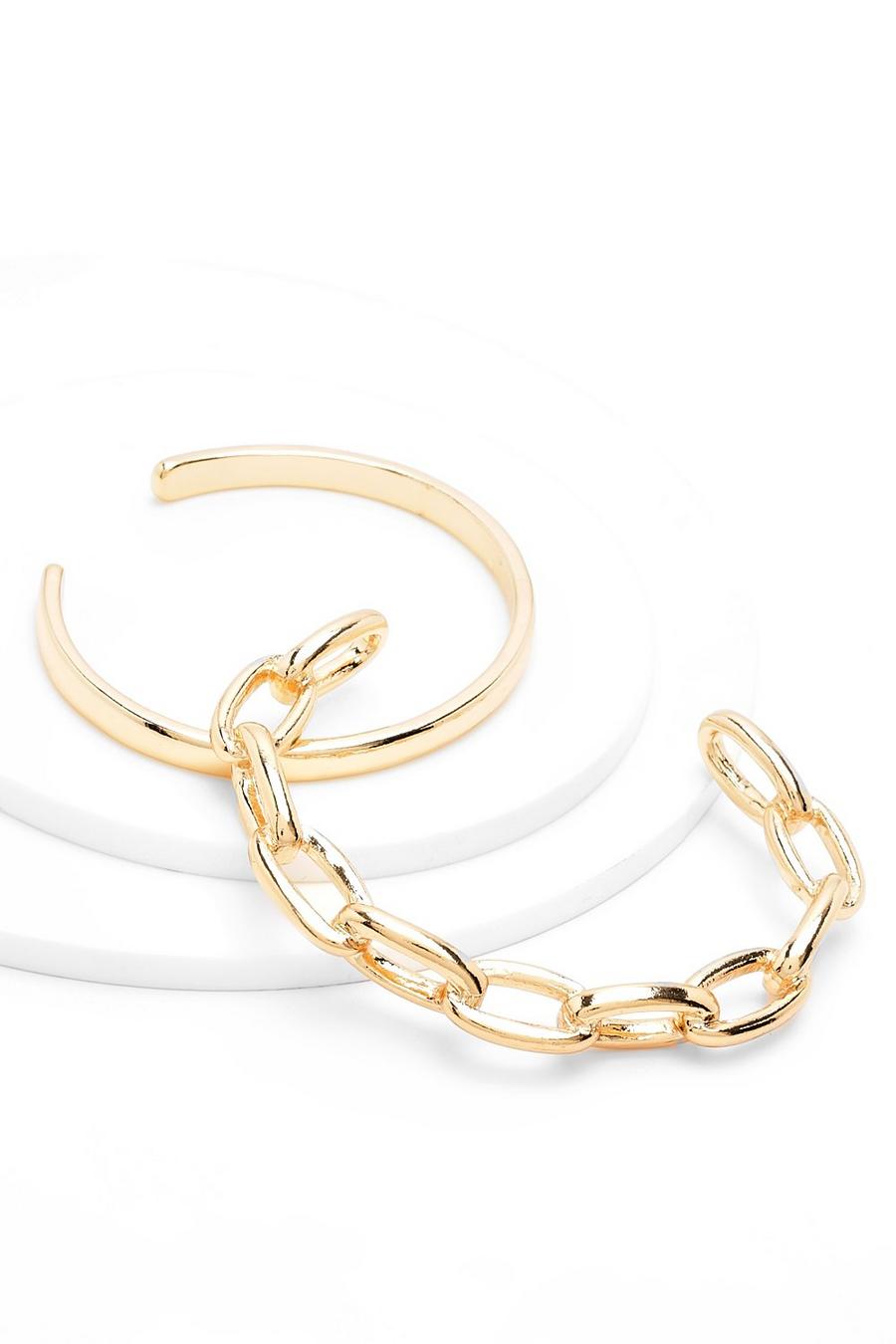 Gold metallic Open Link Chain 2 Pack Bangles image number 1