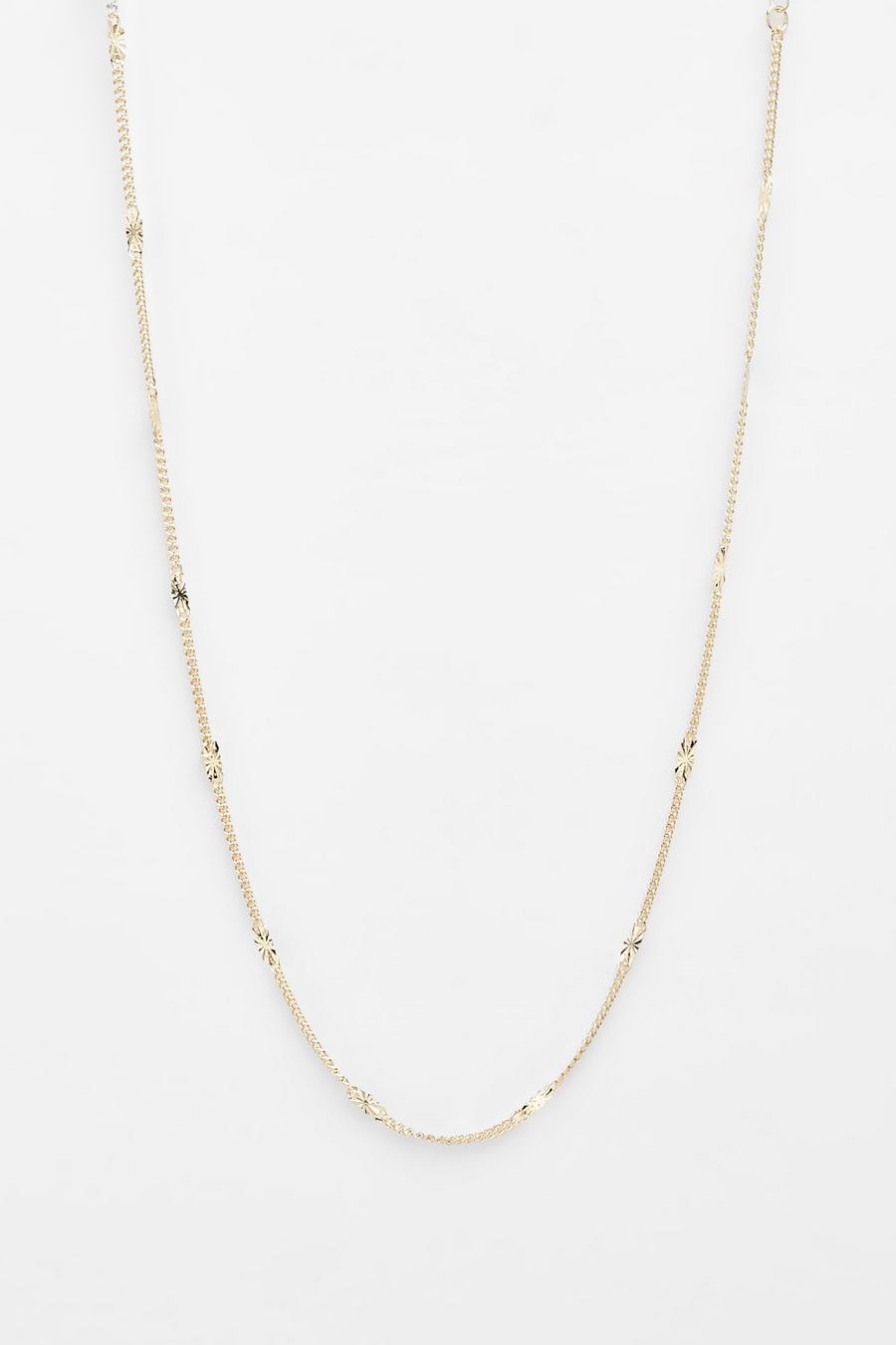 Gold Sunray Station Chain Necklace image number 1