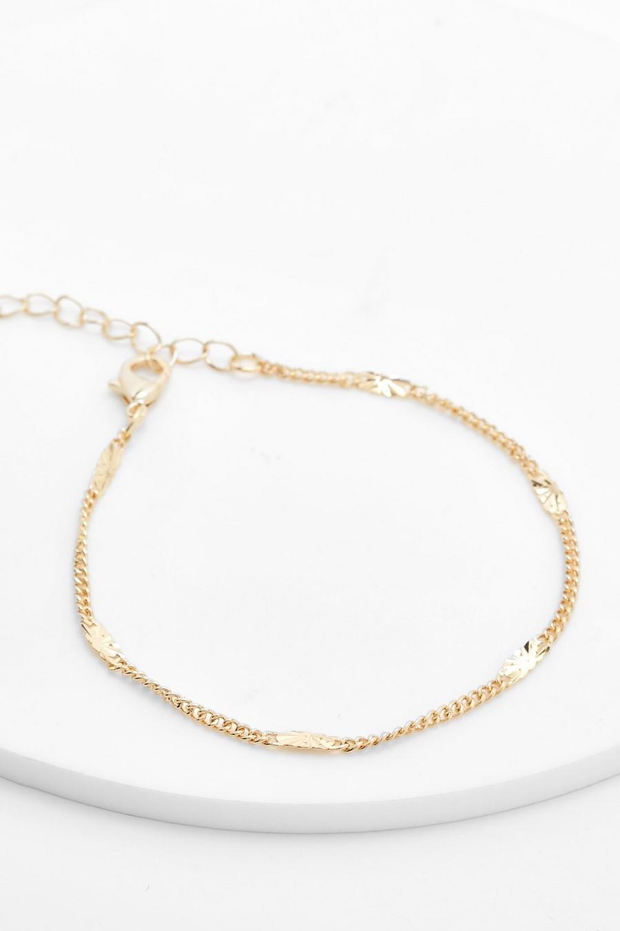 Gold métallique Sunray Station Chain Bracelet 