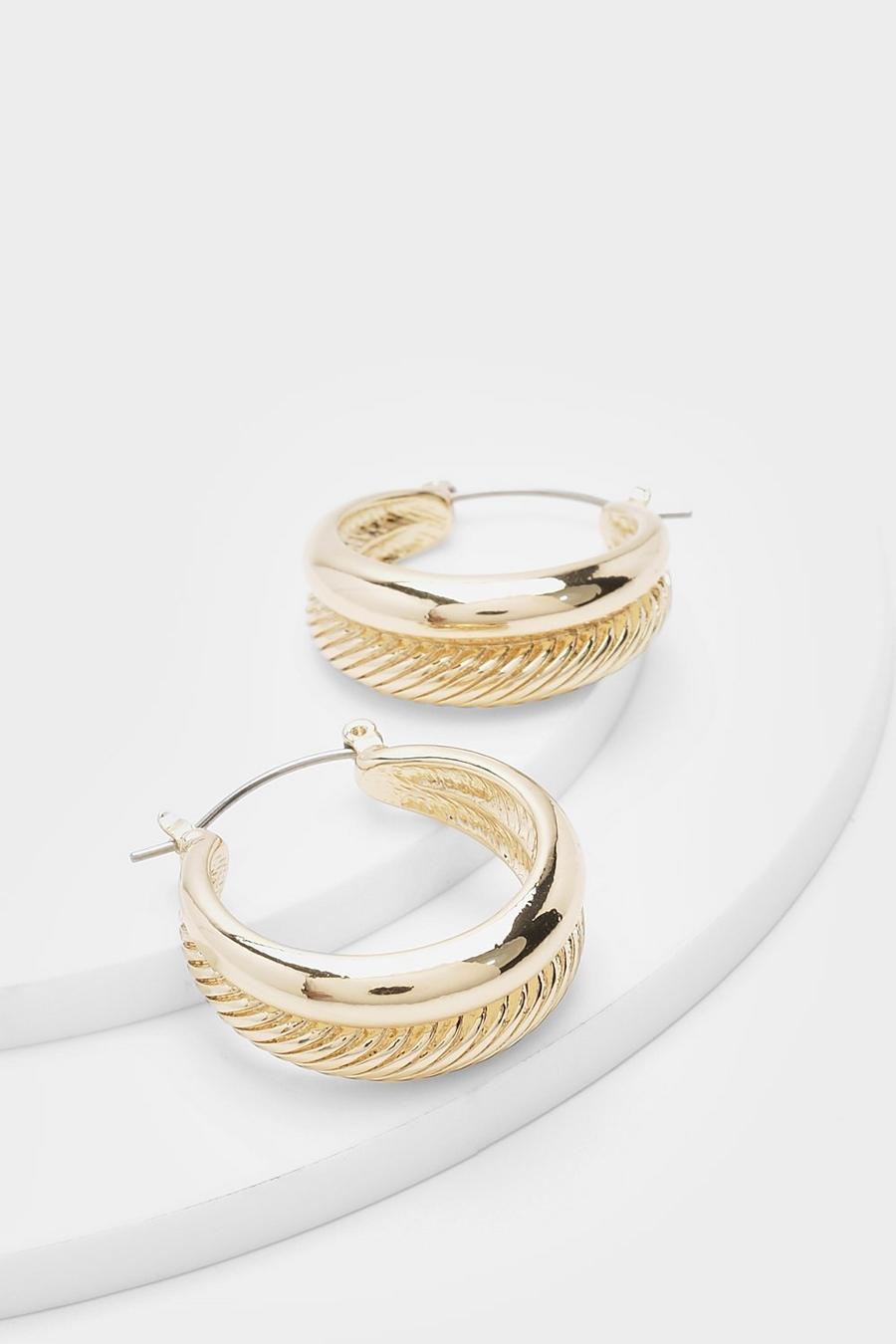 Gold Sunray And Polish Double Hoop Earring image number 1