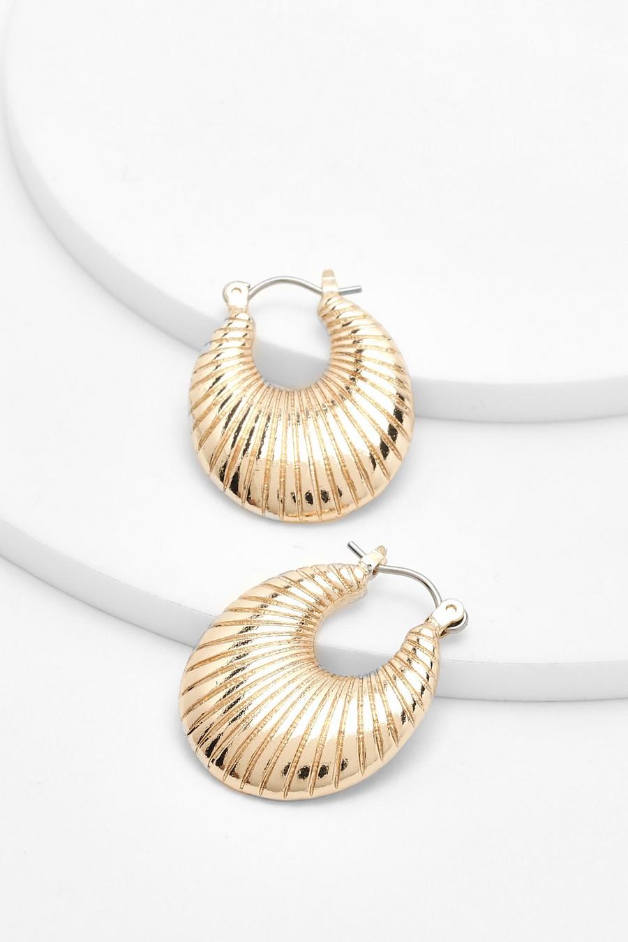Gold metallizzato Sunray Puffy Hoop Earring image number 1