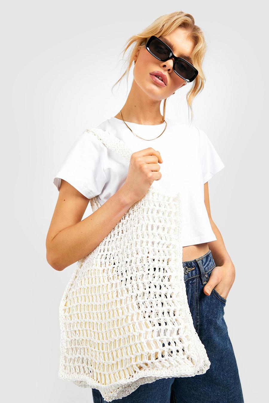 Natural beige Crochet Tote Bag image number 1