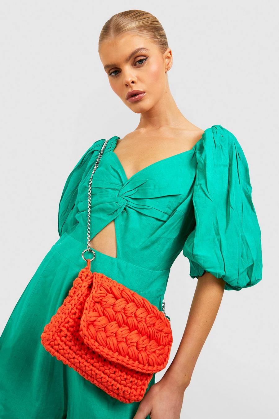 Orange Premium Woven Crossbody Bag image number 1
