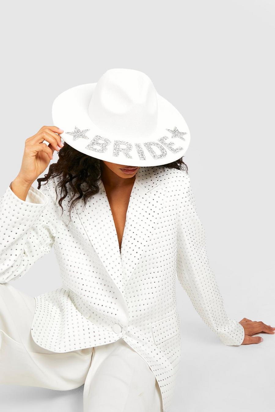 White Bride Fedora Hat image number 1