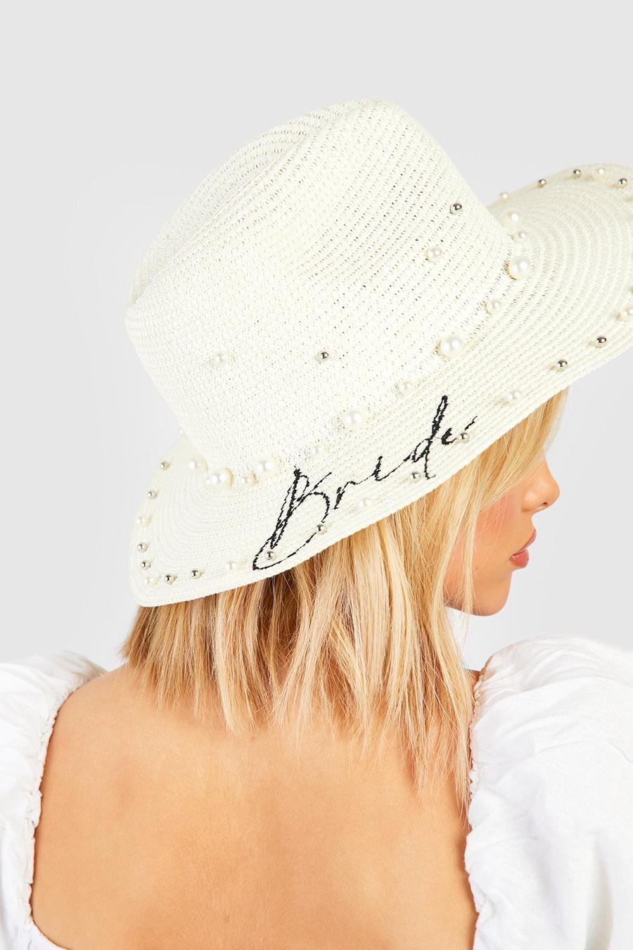 Beige Bride Squad Pearl Shell Sun Hat image number 1