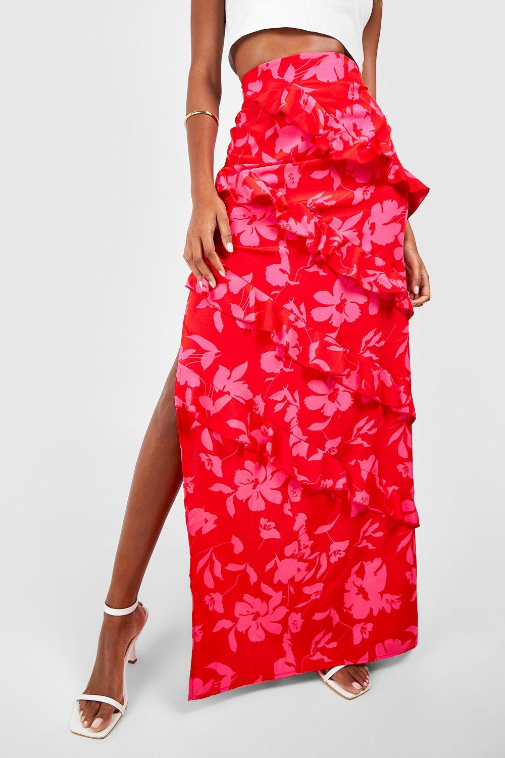 Womens floral best sale maxi skirt