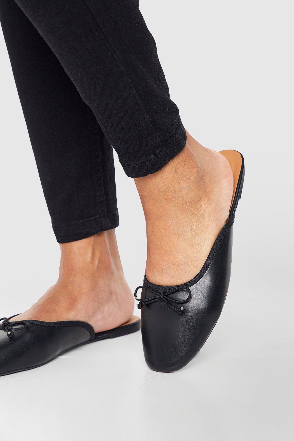 Black backless sale flats