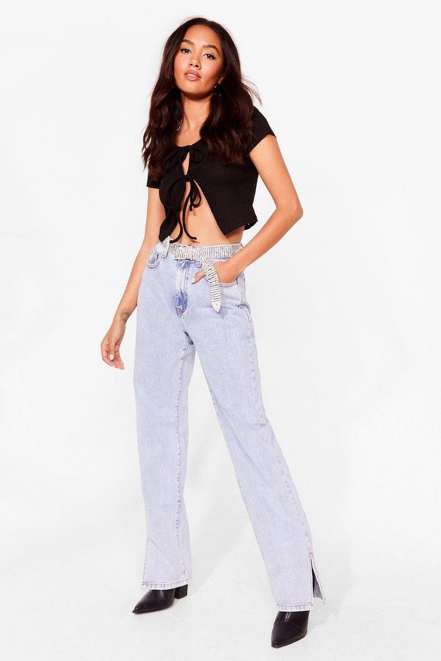 Light blue Slit's Now Or Never Petite High-waisted Jeans image number 1