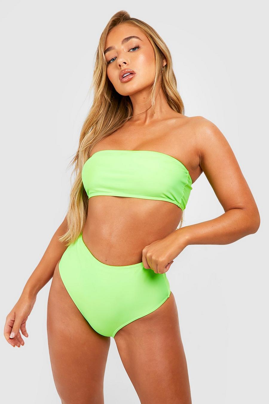 Bright green Bikinitrosa med hög midja image number 1