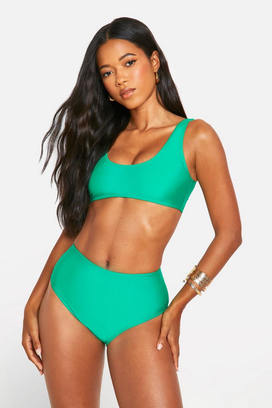 Essentials Bikinihose mit hohem Bund, Green