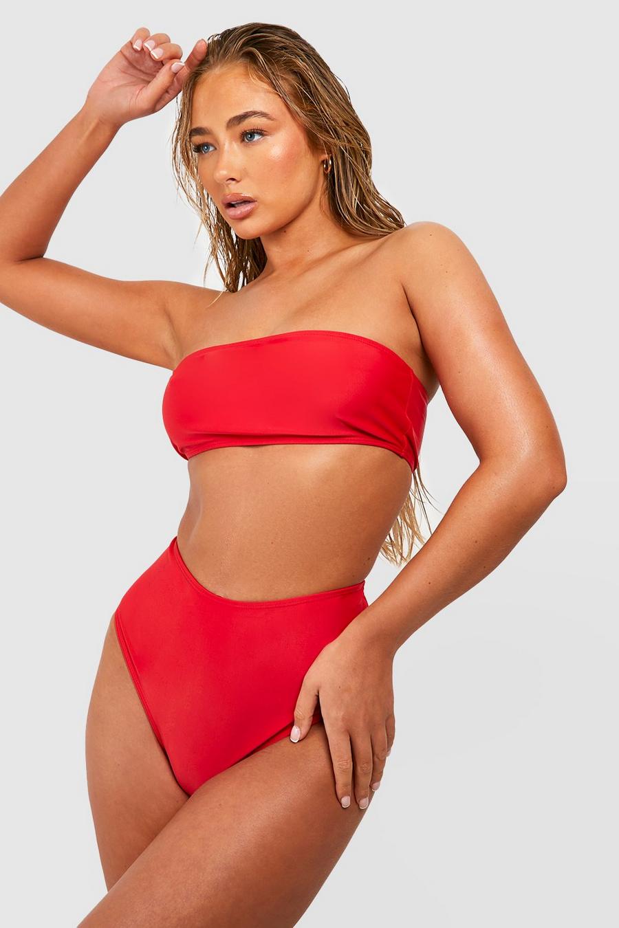 Essentials Bikinihose mit hohem Bund, Red image number 1