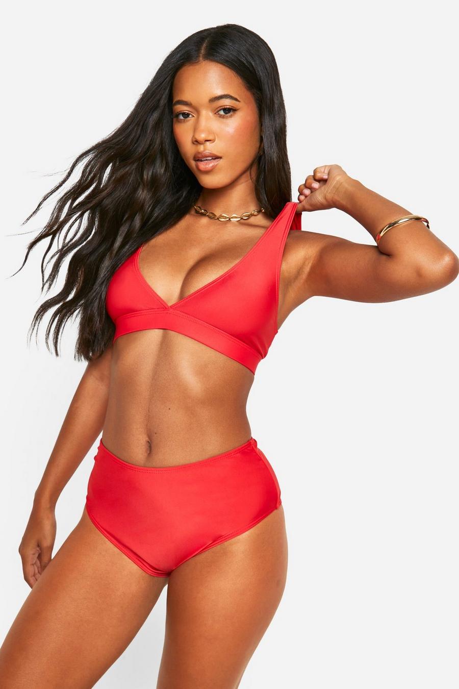 Top bikini Essentials con scollo profondo, Red